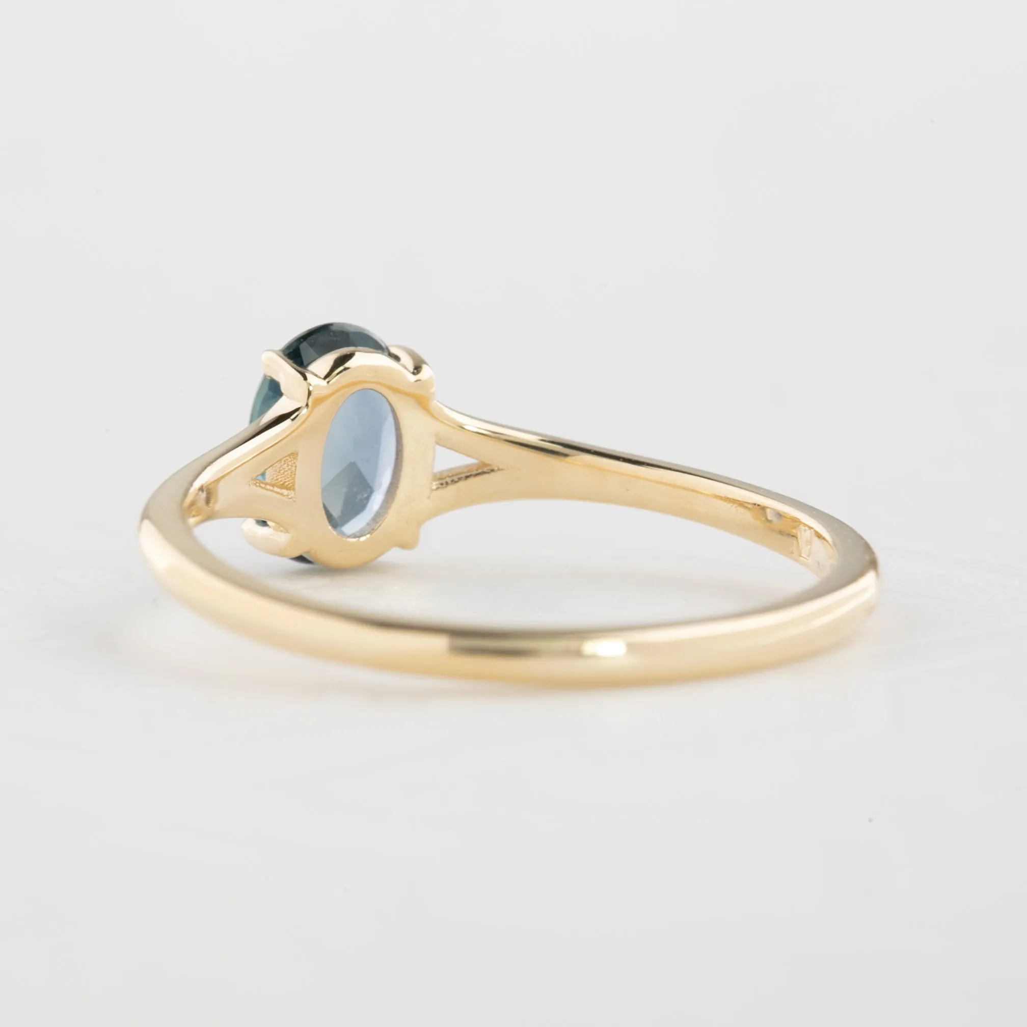 Kylie Ring 0.6ct Blue Green Madagascar Sapphire, 14k Yellow Gold (One of a kind)