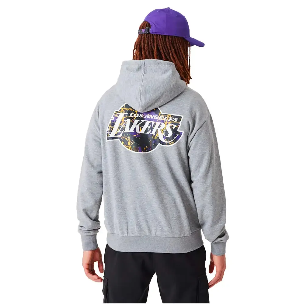 La Lakers Nba Infill Team Logo Medium Grey Pullover Hoodie