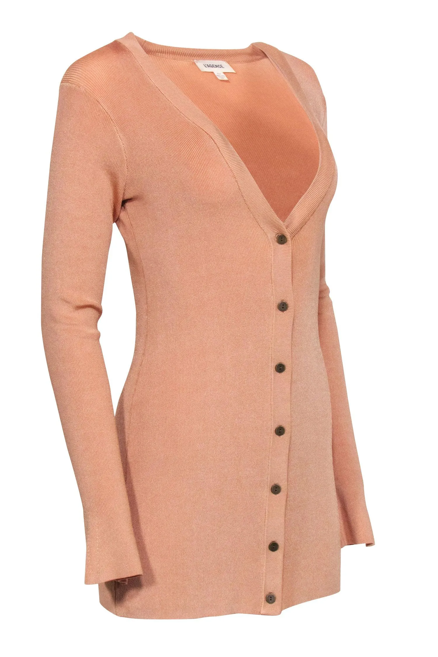L'Agence - Beige Ribbed Knit Cardigan Sz XS