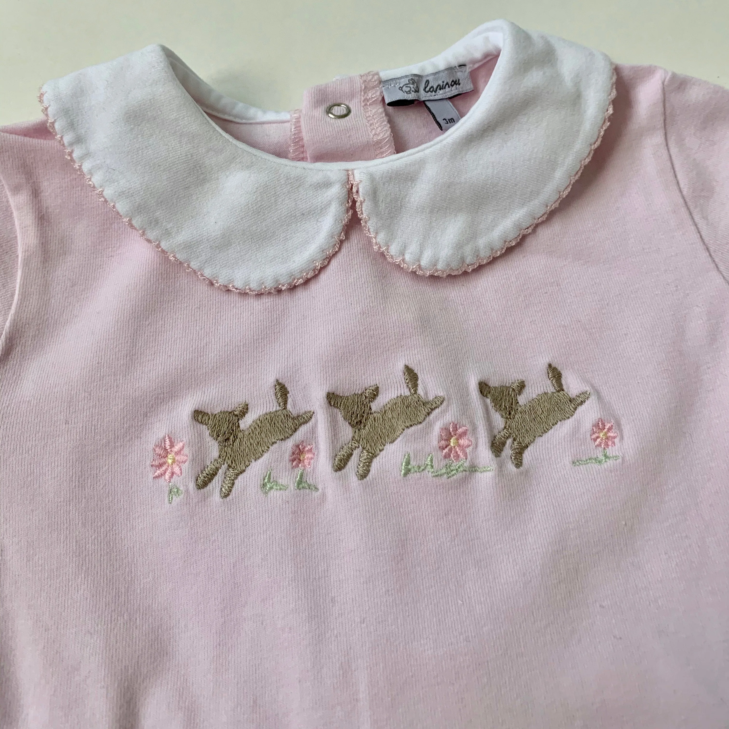 Lapinou Pink Bunny Print All-In-One: 3 Months