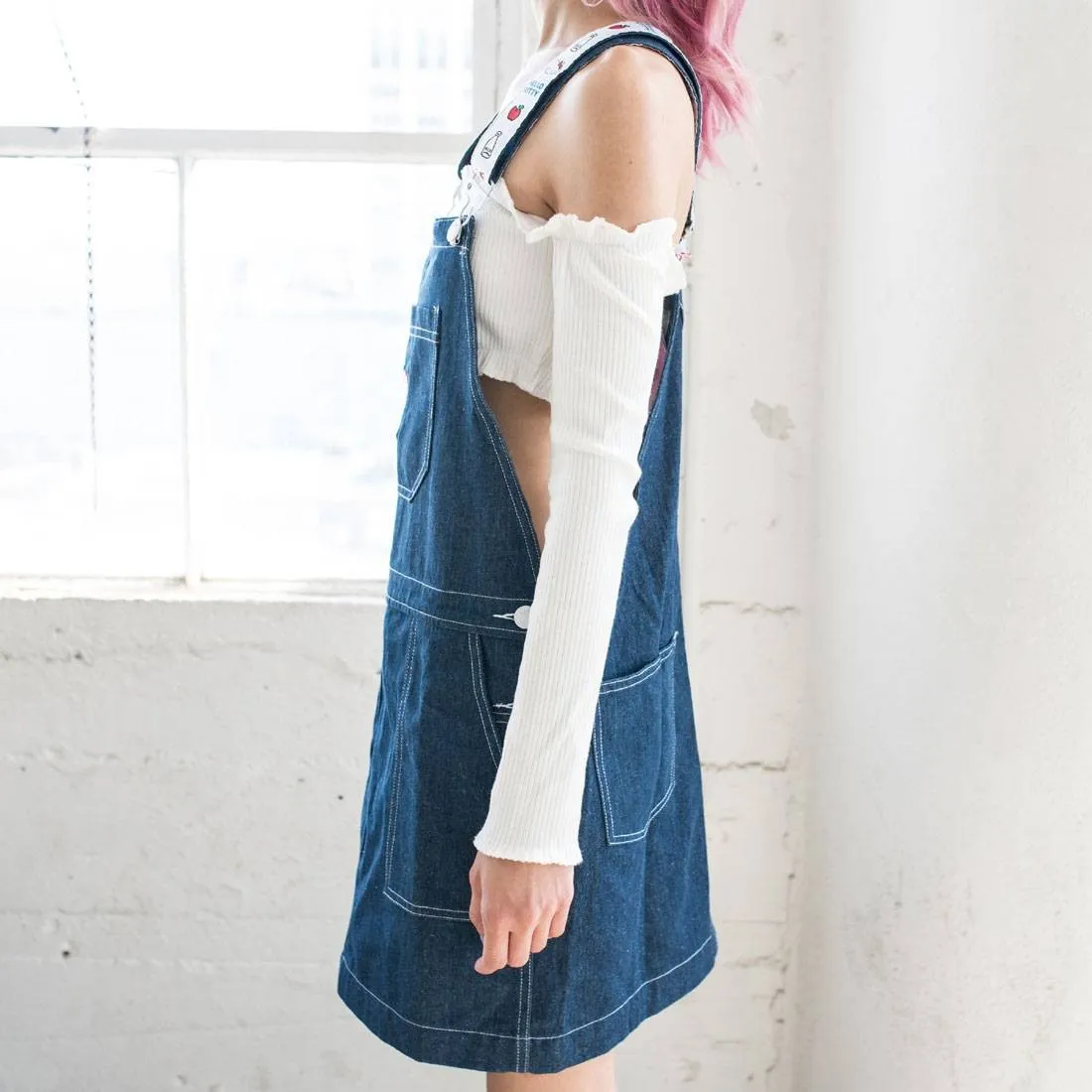 Lazy Oaf X Hello Kitty Women Pinny Dress Blue (Denim)