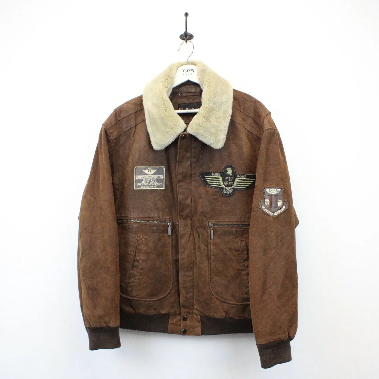 Leather Aviator Jacket Brown | Large