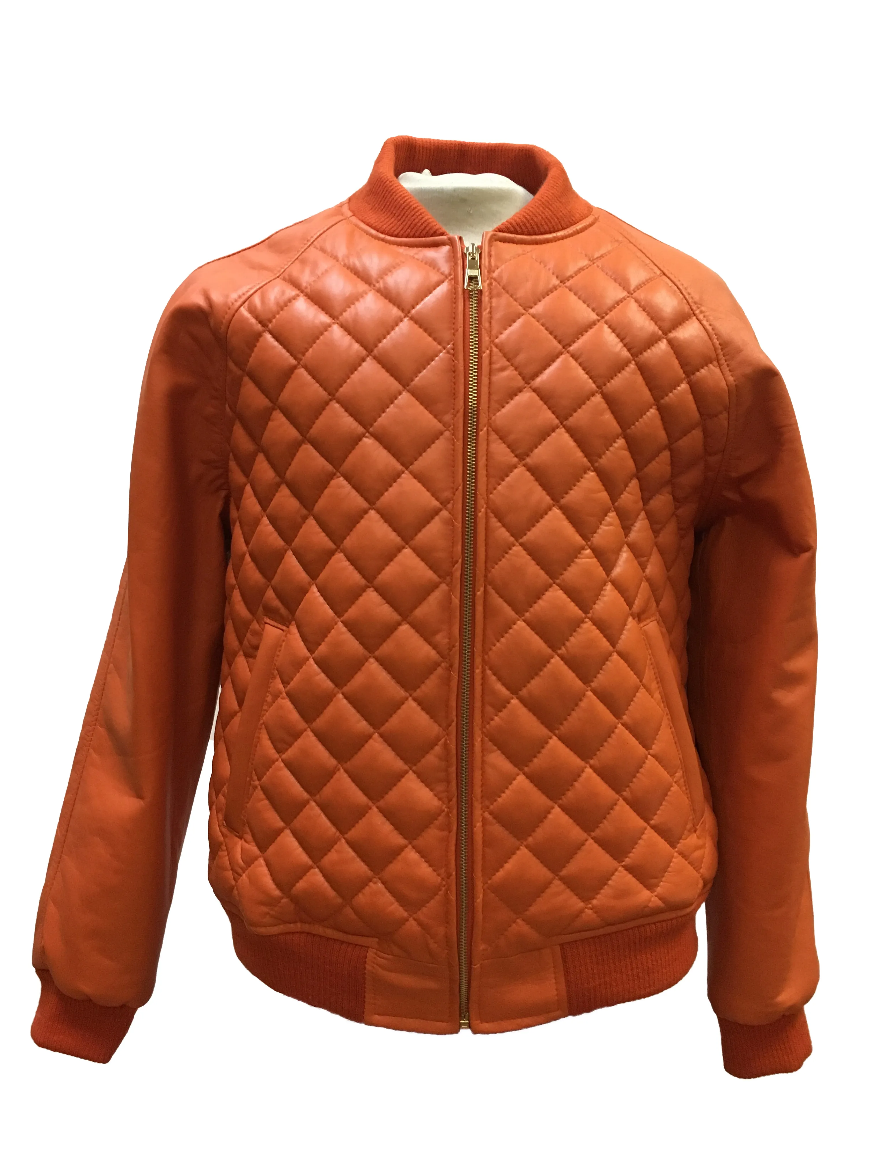 Leather Baseball Varsity Jacket Quilted Front Style #1060