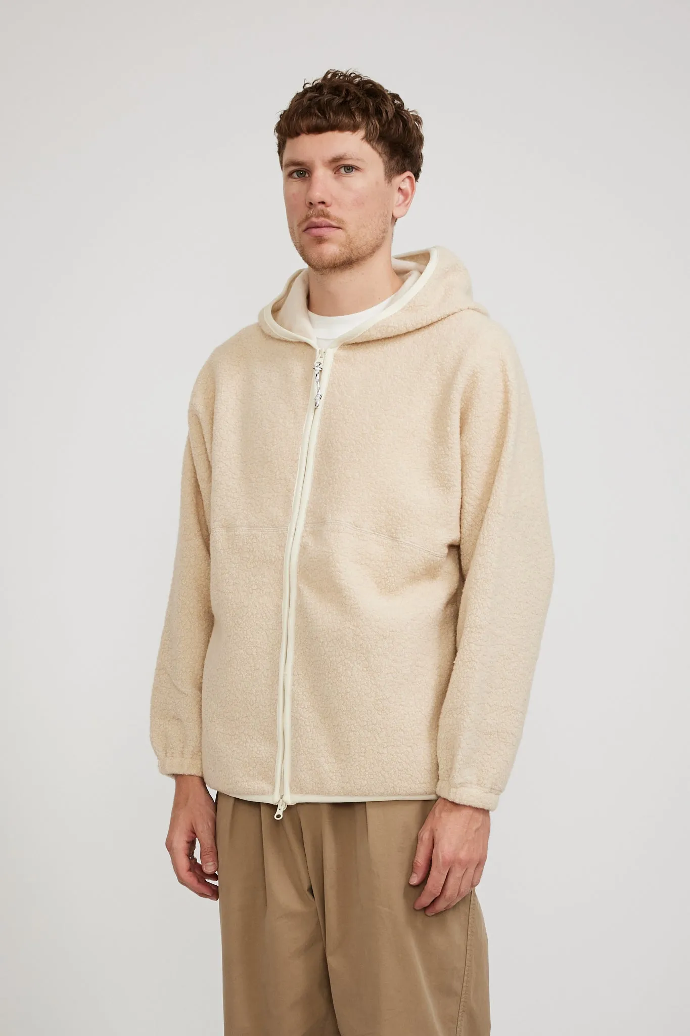 Leo Wool Fleece Zip Hoodie Natural