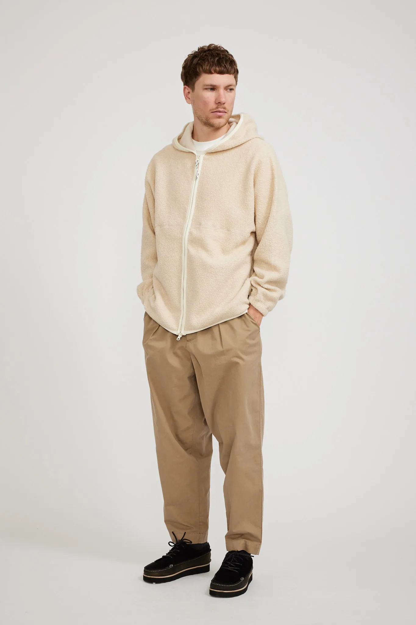 Leo Wool Fleece Zip Hoodie Natural