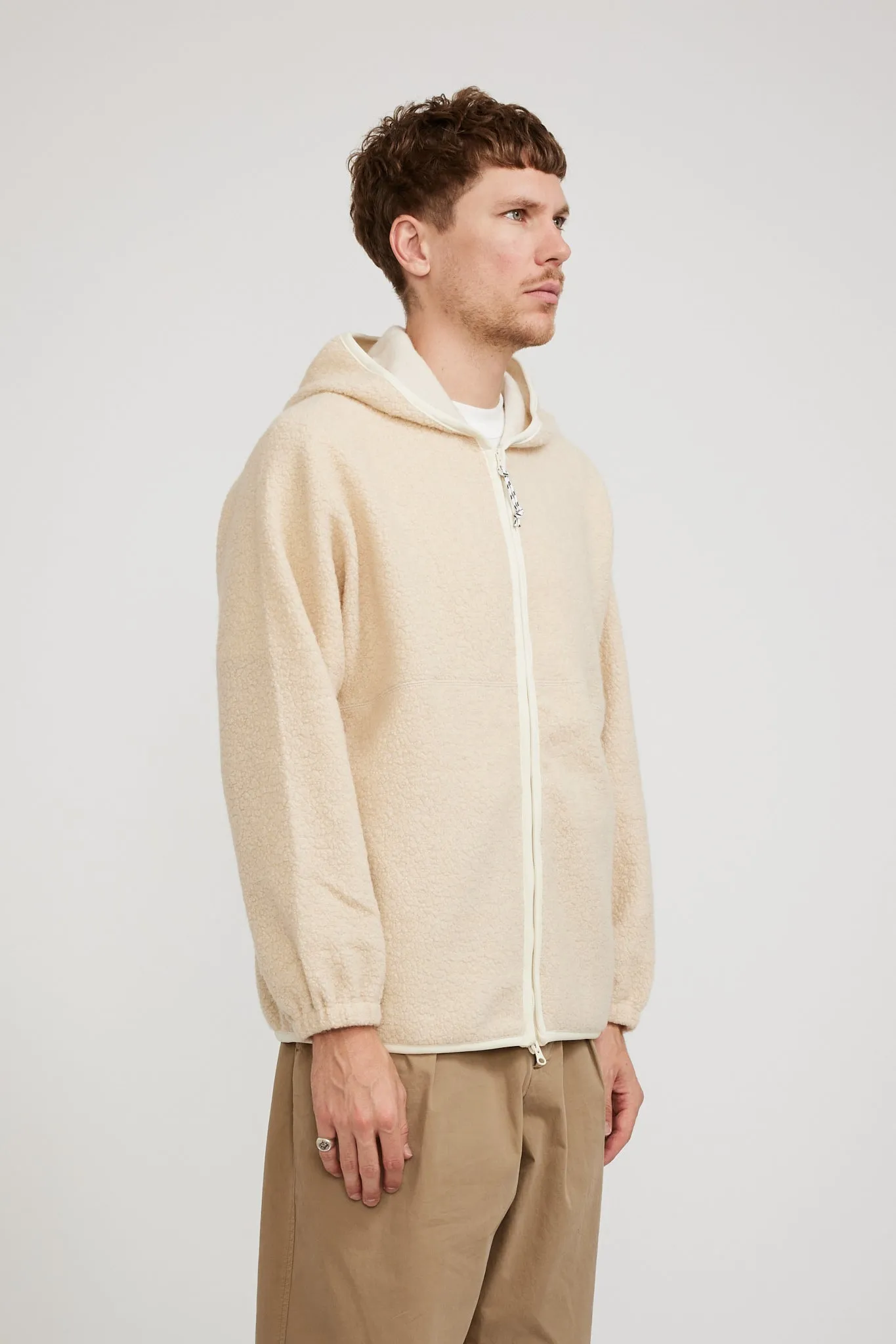 Leo Wool Fleece Zip Hoodie Natural