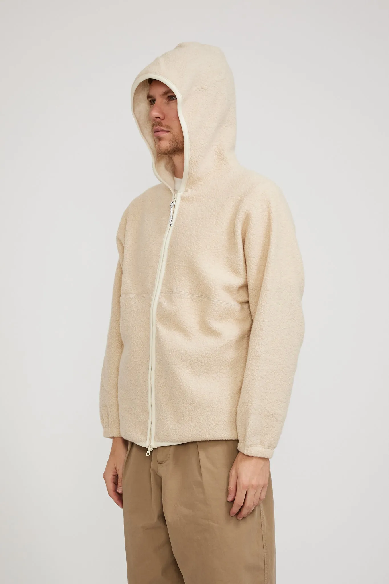 Leo Wool Fleece Zip Hoodie Natural