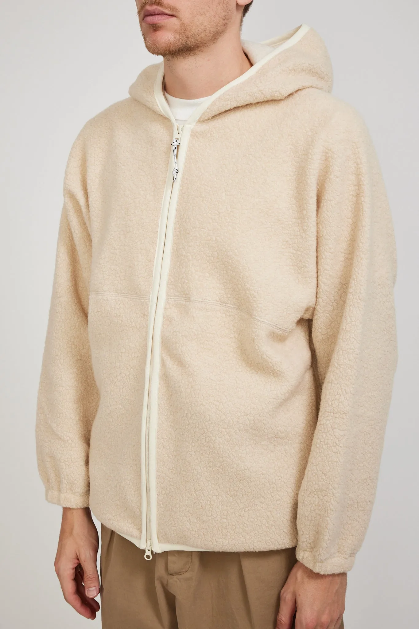 Leo Wool Fleece Zip Hoodie Natural