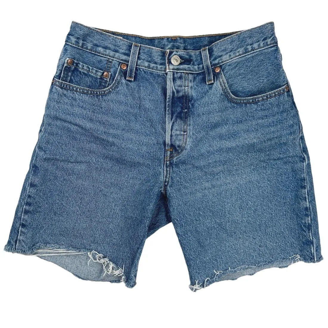 Levi Strauss & Co. Women's Blue Denim High Rise Cut Off Hem Jeans Shorts Size 27