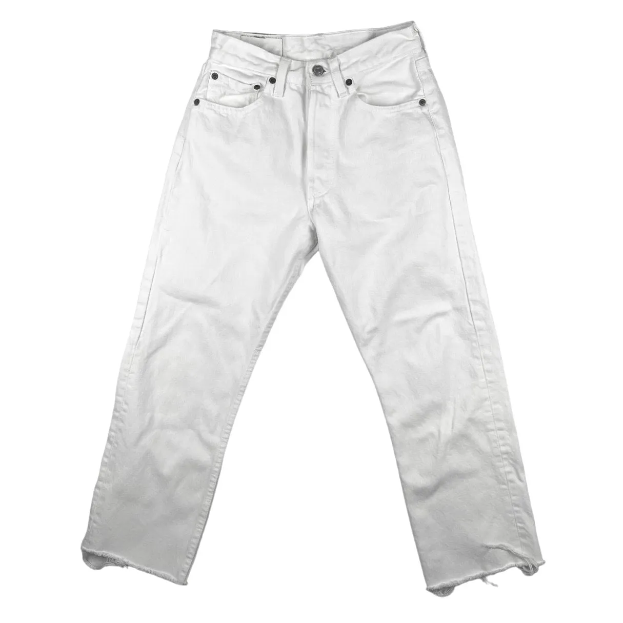 Levi's 501 Womens White Straight Leg High Rise Frayed Raw Hem Denim Jeans Sz 26