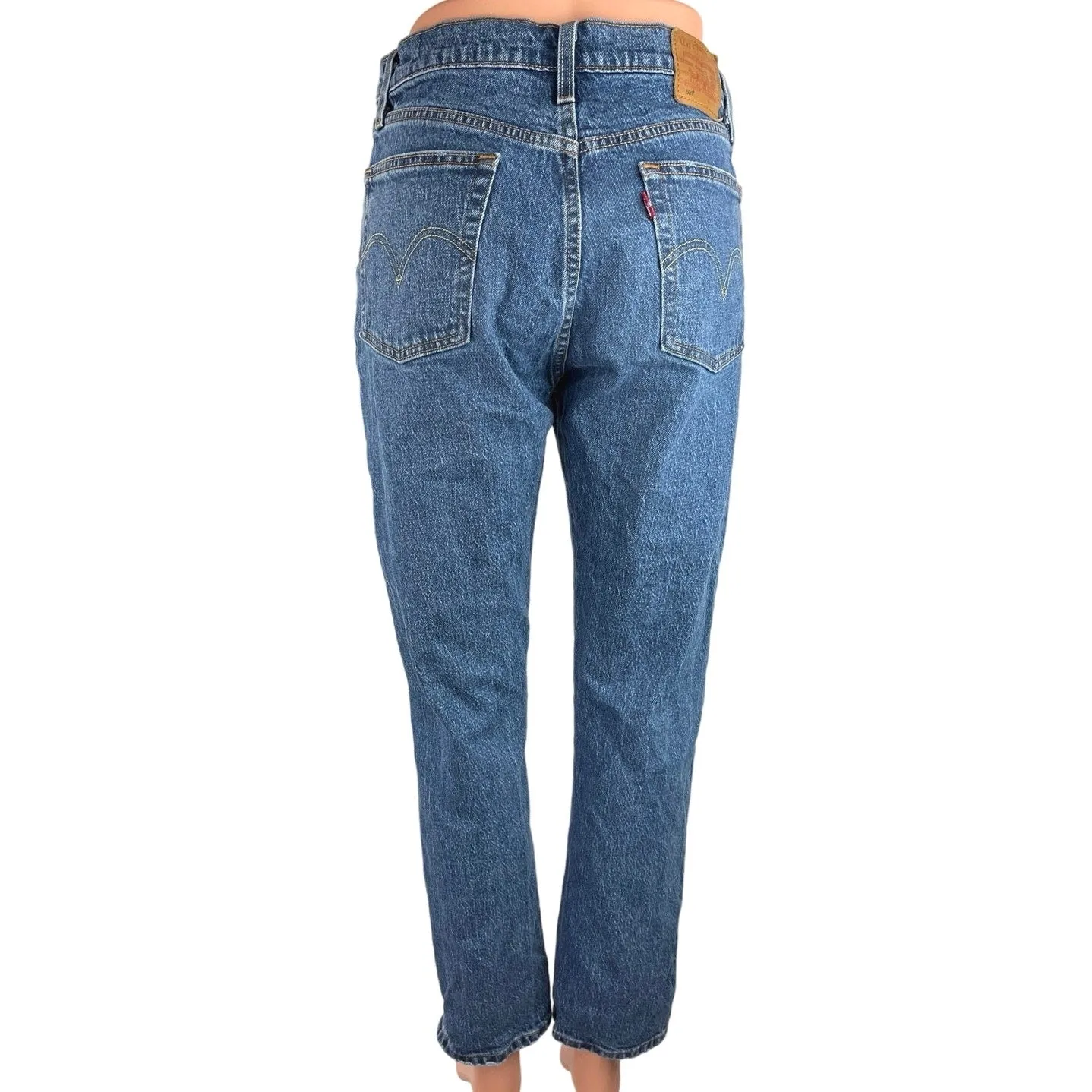 Levi's Blue High Rise Medium Wash Distressed Ankle Straight Leg Jeans Size 27