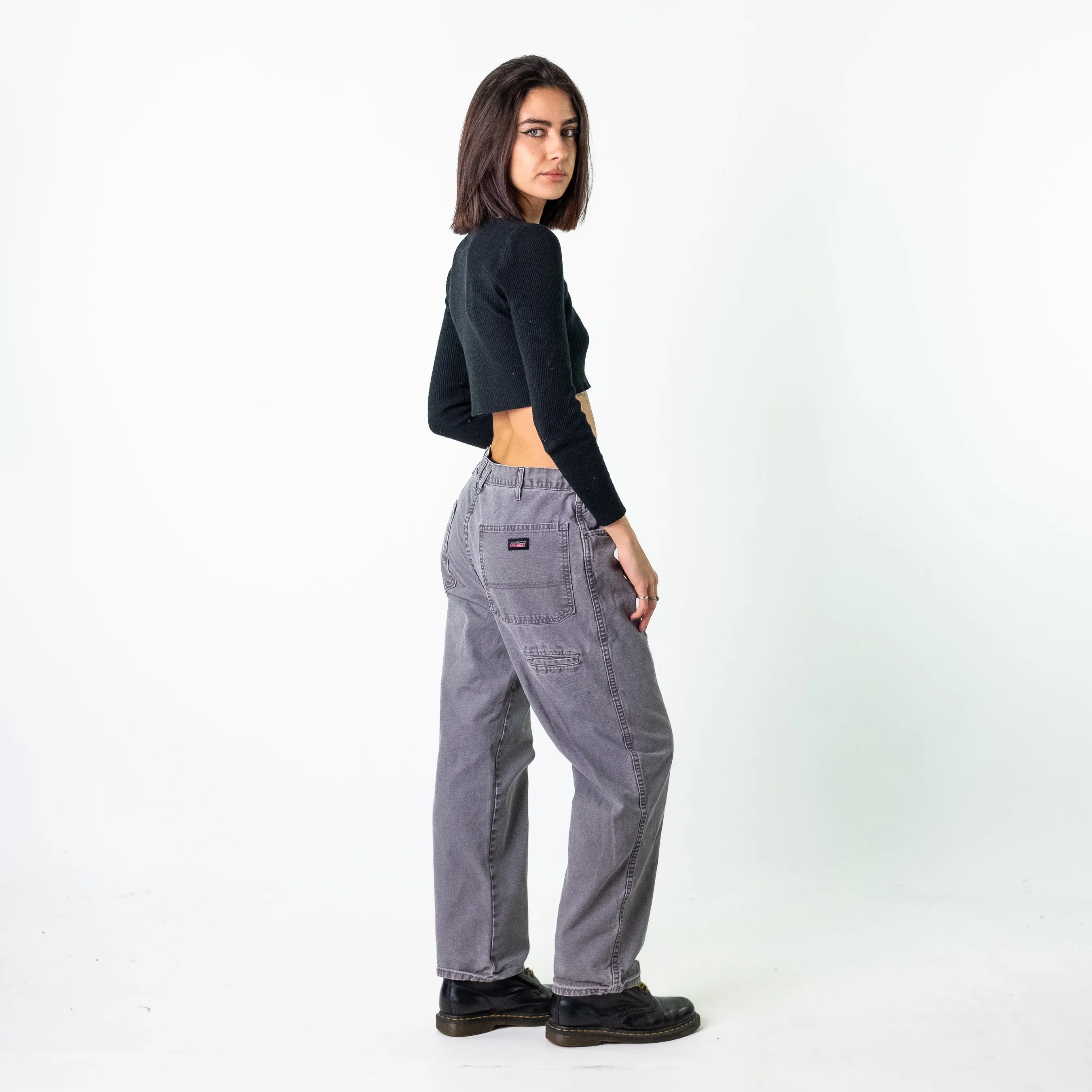 Light Grey 90s Dickies  Cargo Skater Trousers Pants Jeans (32x30)