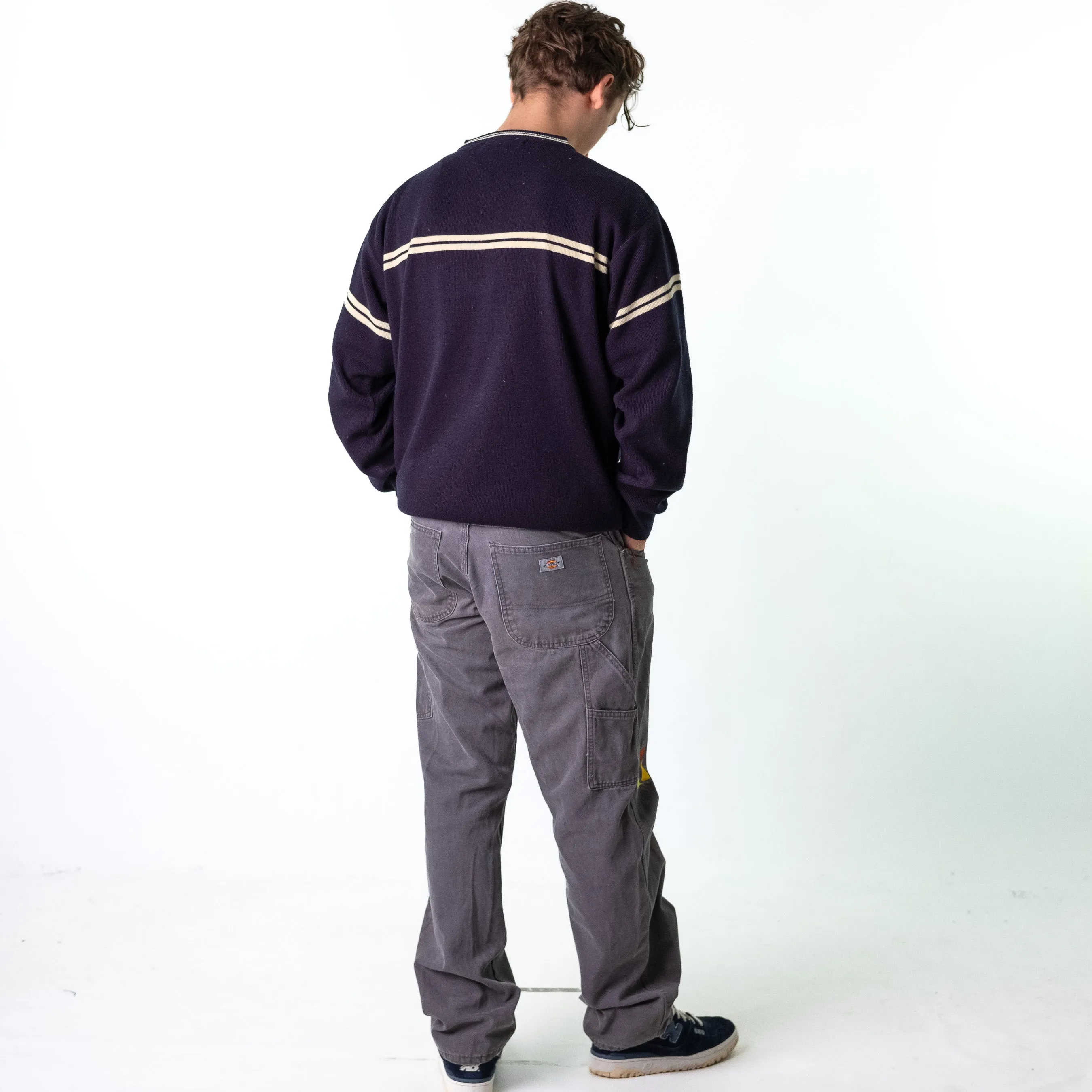 Light Grey 90s Dickies  Cargo Skater Trousers Pants Jeans (34x33)