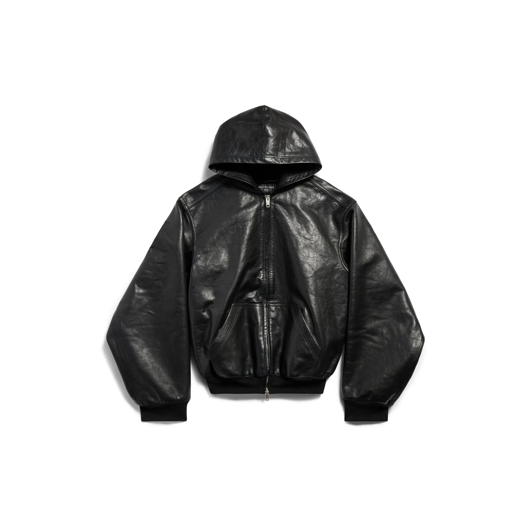 LINED ZIP-UP HOODIE LARGE FIT IN BLACK