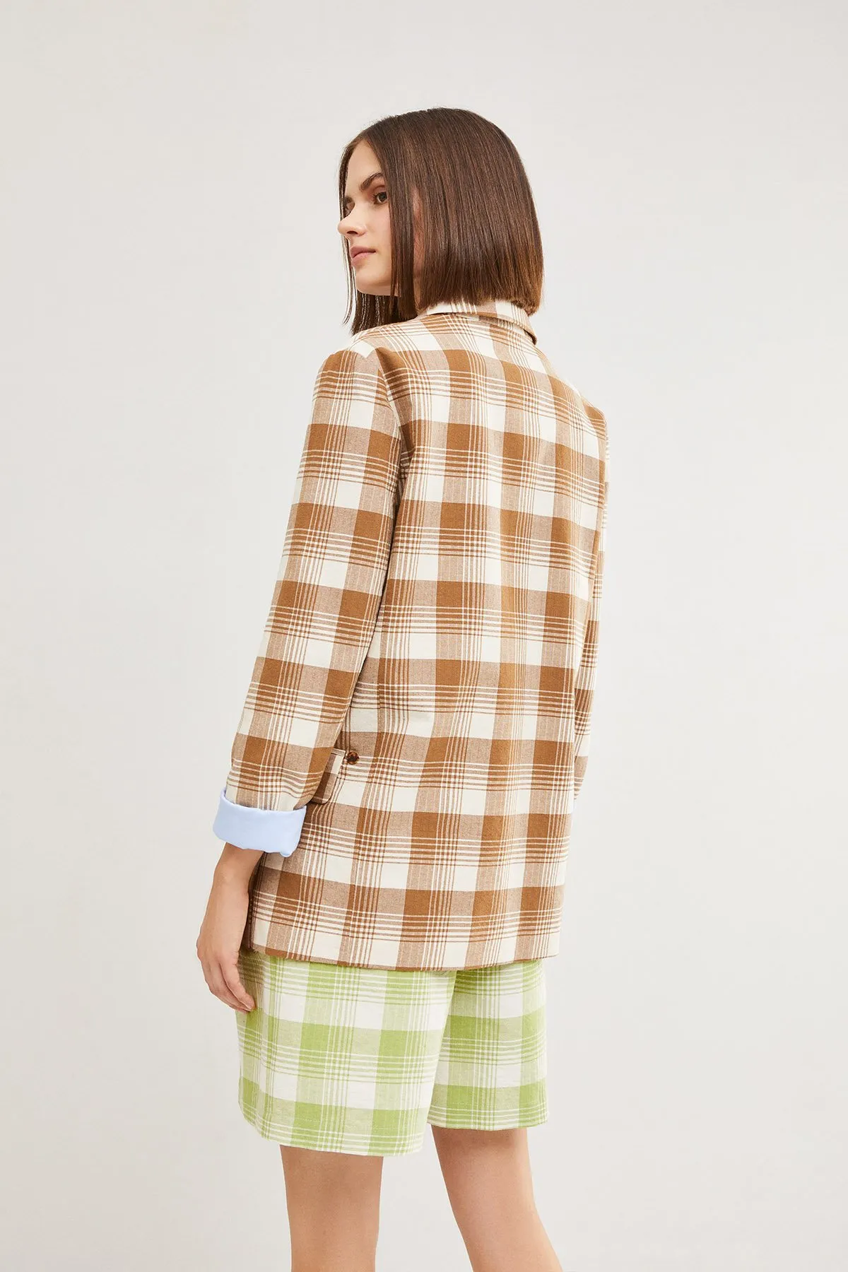 Linen blend double-breasted jacket