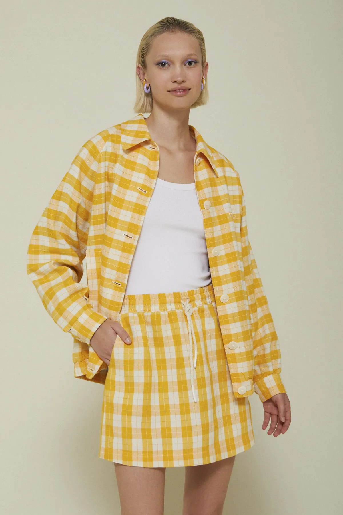 Linen blend shirt jacket