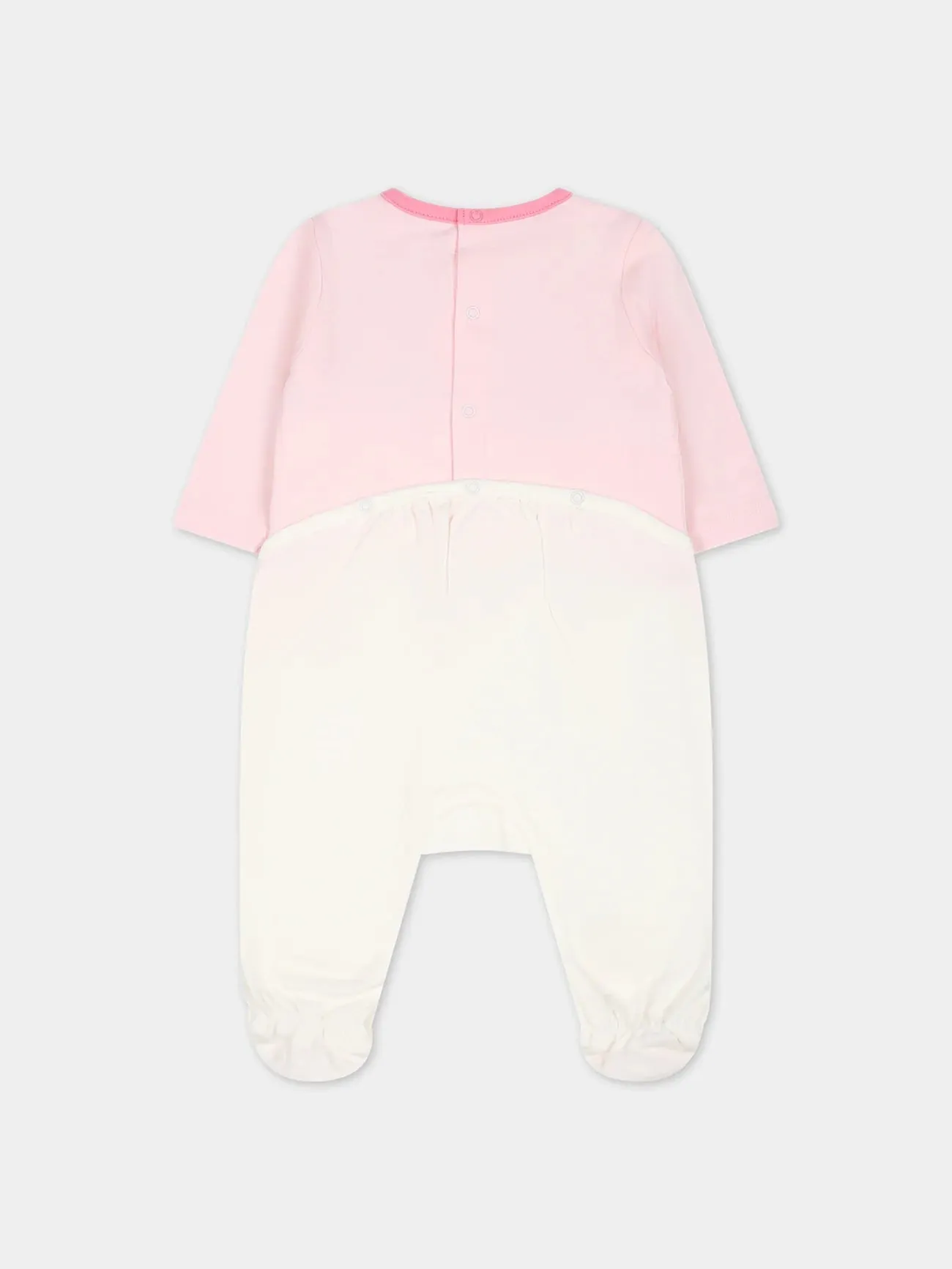 Little Marc Girls Pink LS Colorful Logo Print Footie