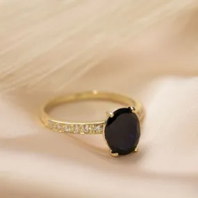 Little White Zircon Gold Ring and Black Harkon 7x9