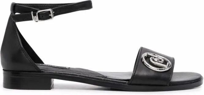 LIU JO Erin logo-plaque sandals Black