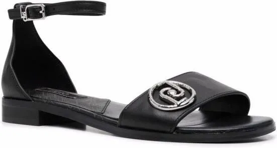 LIU JO Erin logo-plaque sandals Black