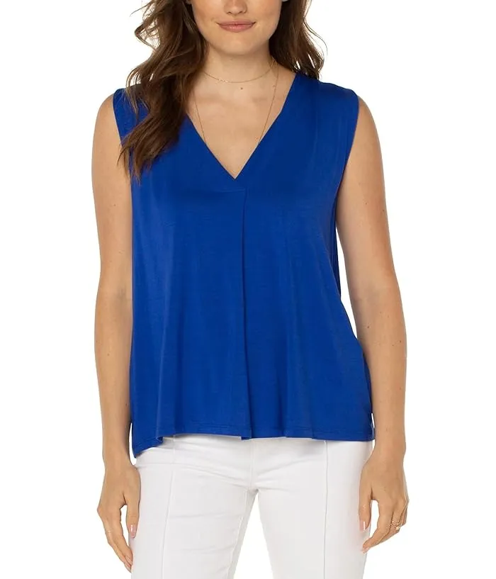 Liverpool Los Angeles Sleeveless V-Neck Modal Knit Top with Tucks