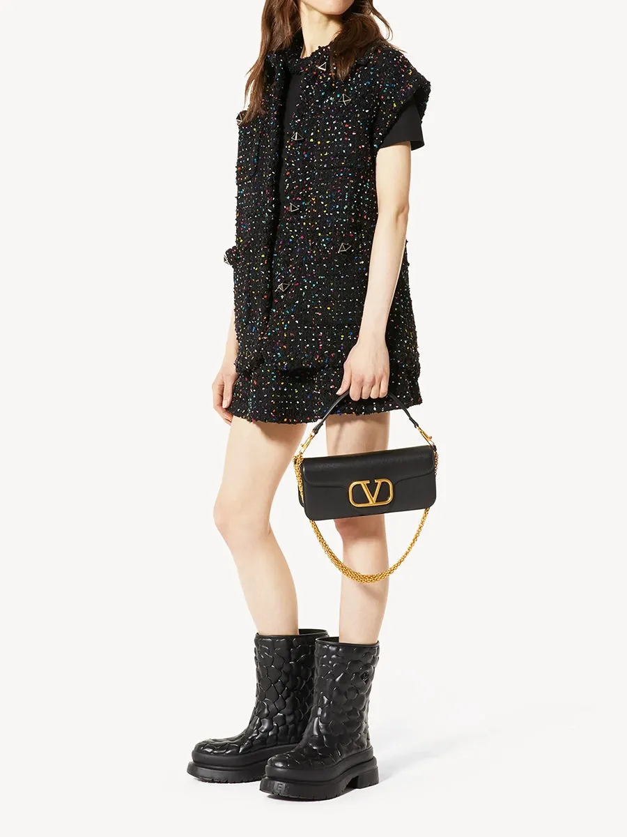 Locò Calfskin Shoulder Bag in Black
