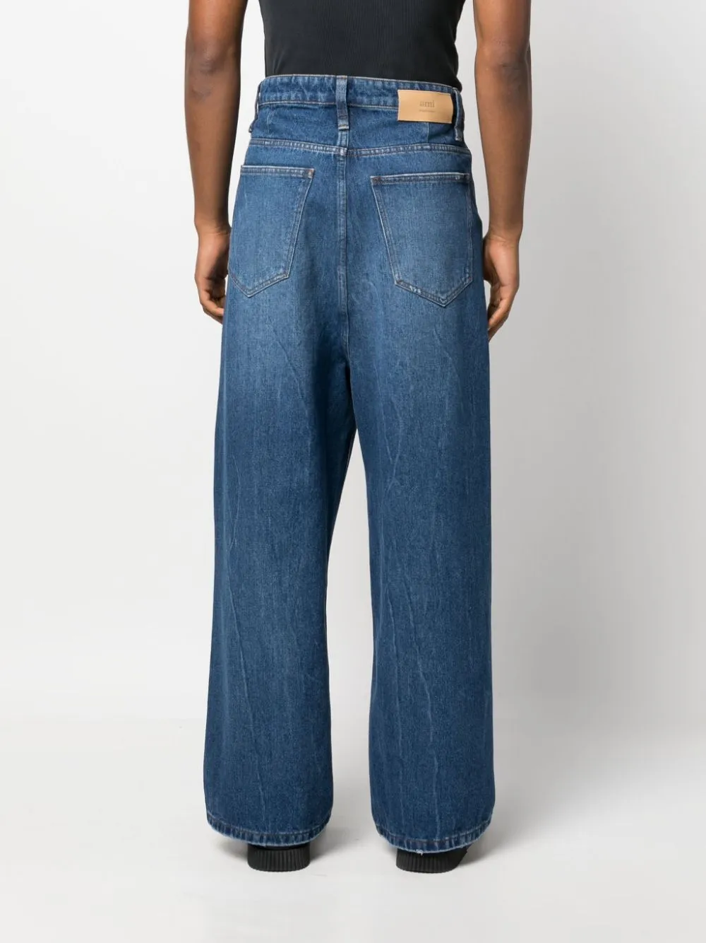 logo-patch wide-leg jeans