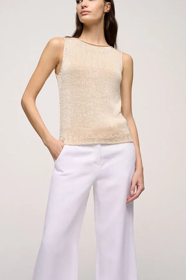 Luisa Spagnoli CARETTA BEIGE SLEEVELESS KNIT TOP