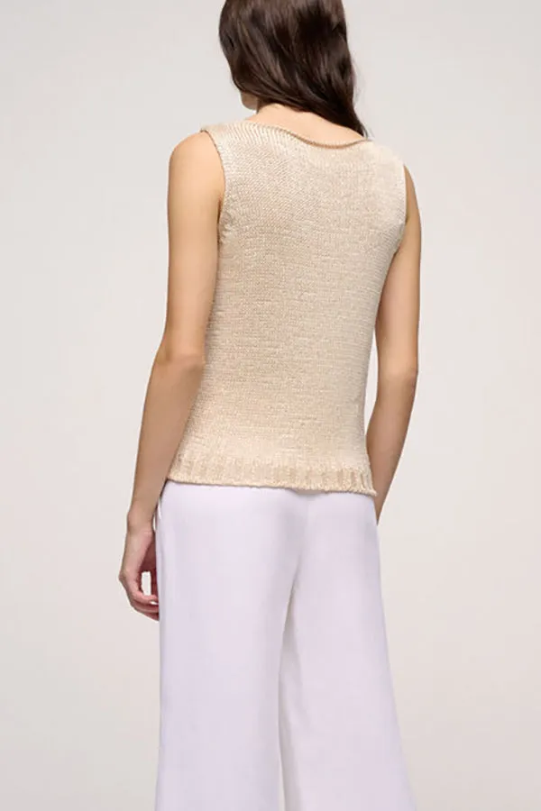 Luisa Spagnoli CARETTA BEIGE SLEEVELESS KNIT TOP