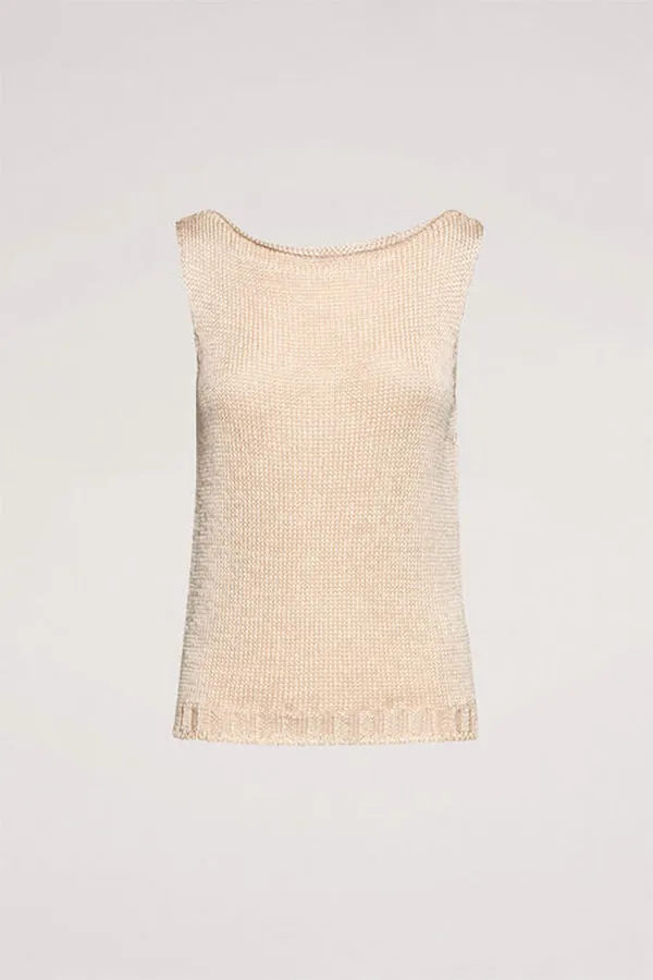 Luisa Spagnoli CARETTA BEIGE SLEEVELESS KNIT TOP