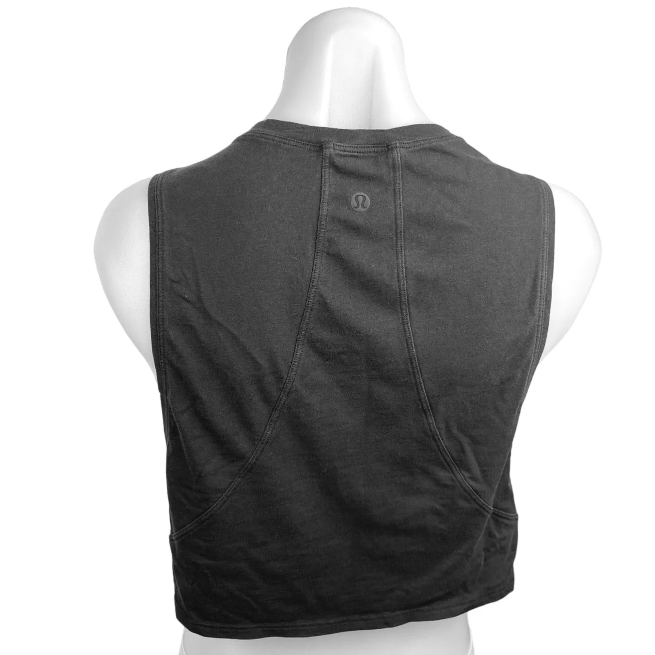 Lululemon Black Crew Neck Sleeveless Yoga Workout Athletic Crop Tank Top Size M