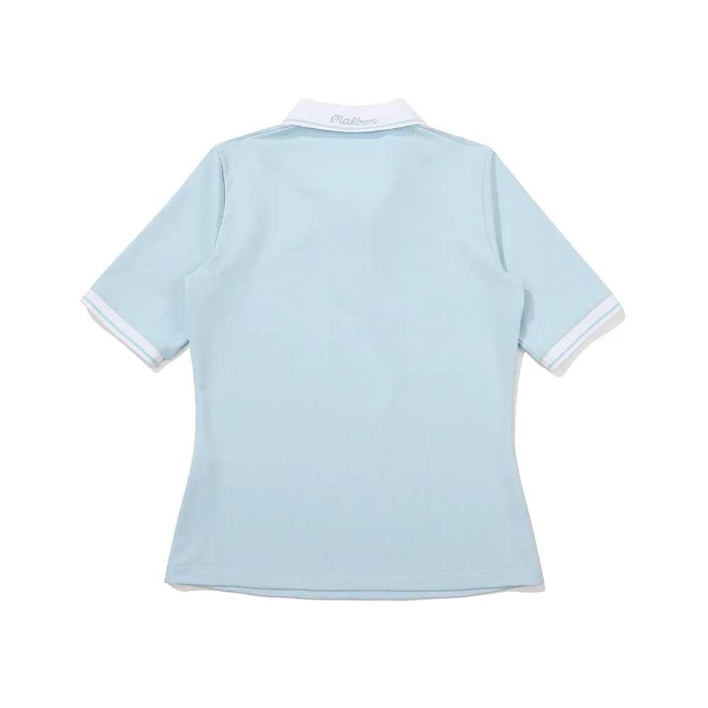 Malbon Golf  Lip Tissue M Logo Collar T-Shirt SKY BLUE (WOMAN)