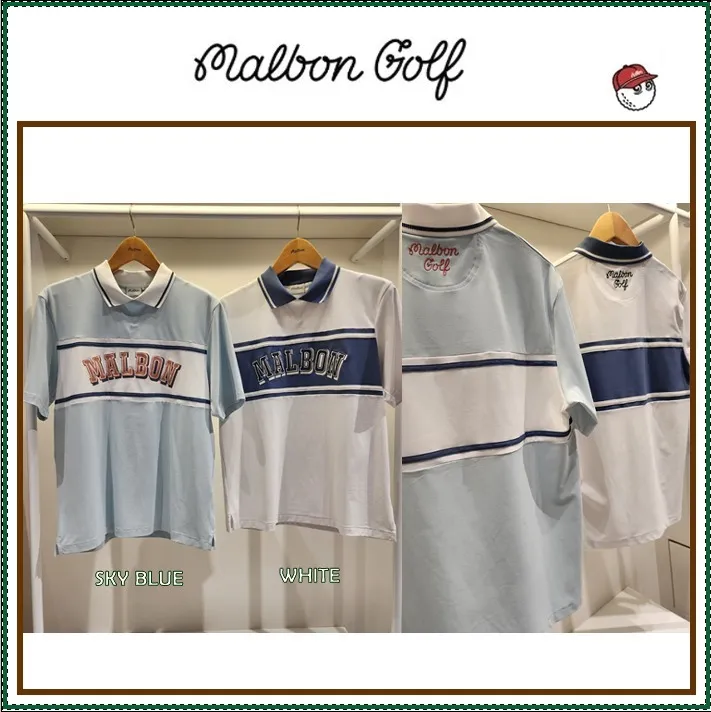 Malbon Golf  |Street Style Plain Short Sleeves Logo Polos