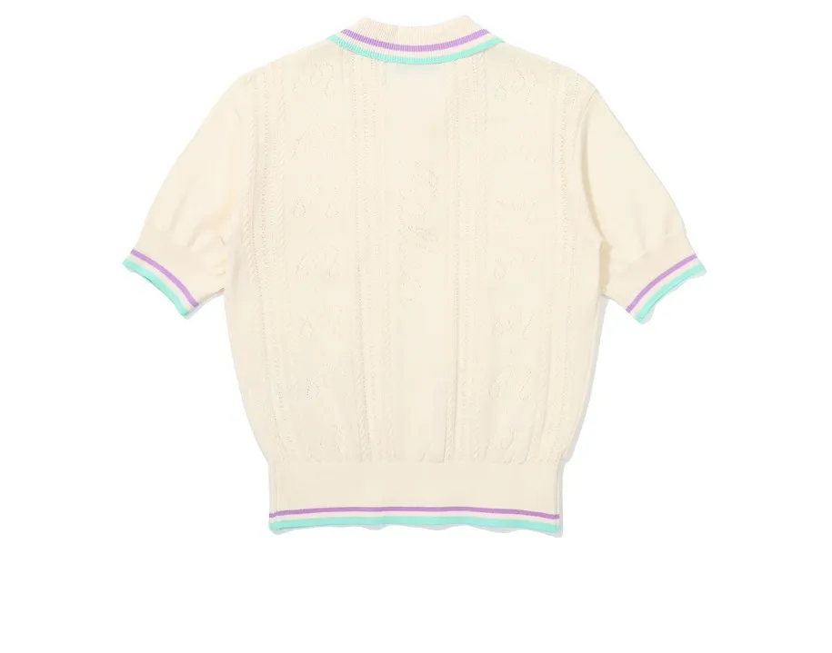 Malbon Golf  |Street Style Plain Short Sleeves Logo V-neck & Crew neck