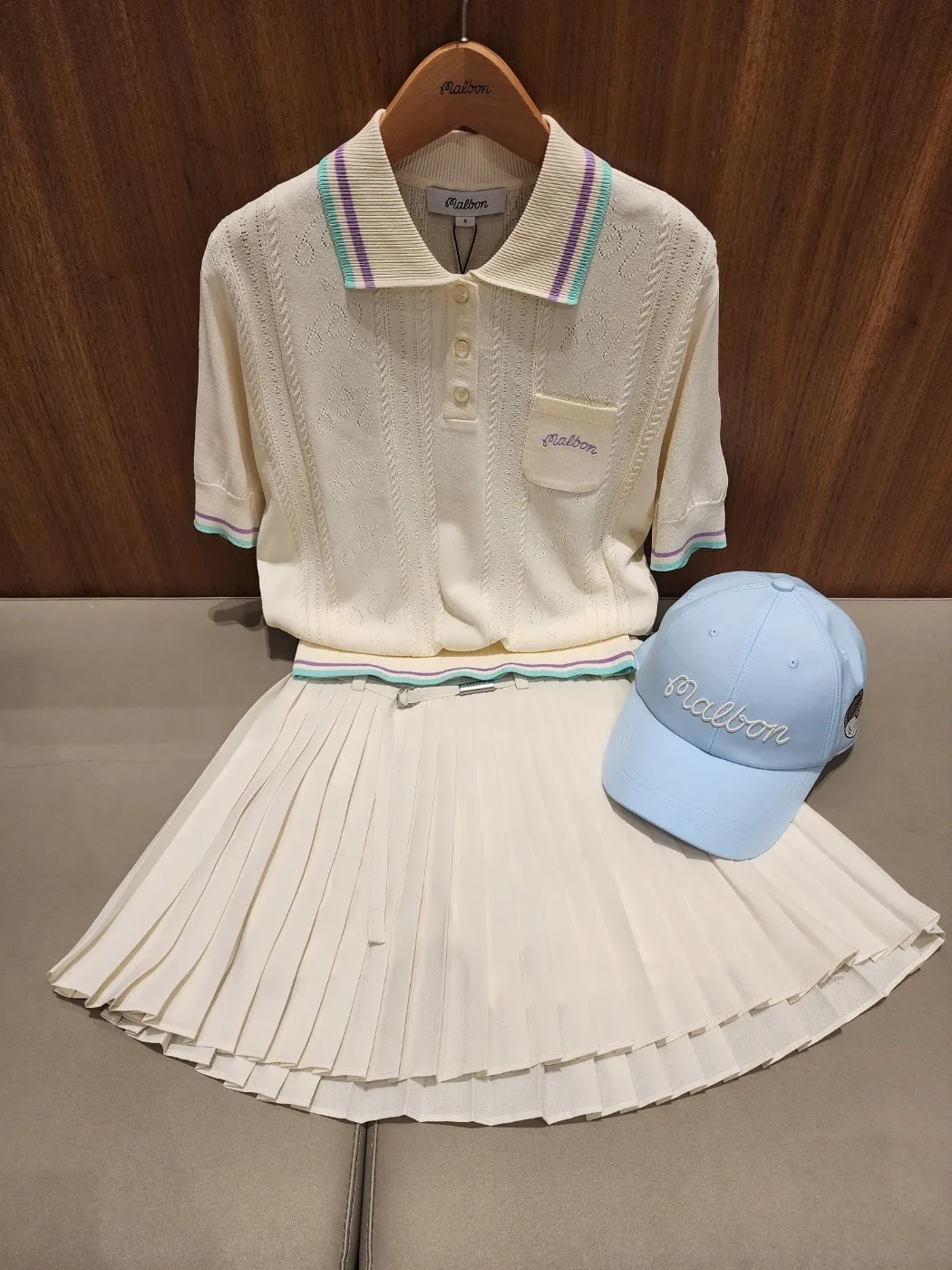 Malbon Golf  |Street Style Plain Short Sleeves Logo V-neck & Crew neck