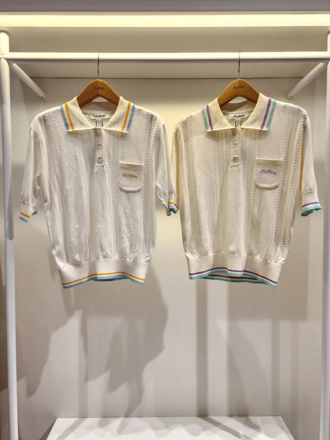 Malbon Golf  |Street Style Plain Short Sleeves Logo V-neck & Crew neck