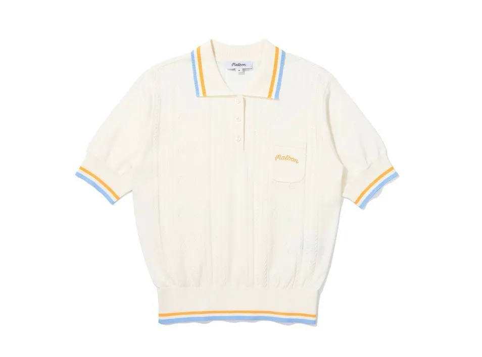 Malbon Golf  |Street Style Plain Short Sleeves Logo V-neck & Crew neck