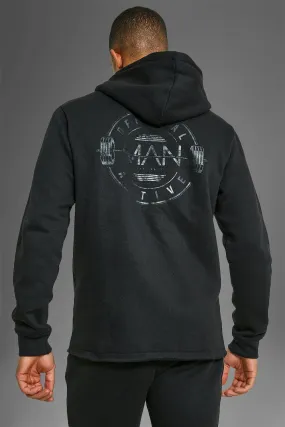 Man Active Gym Raw Official Logo Hoodie