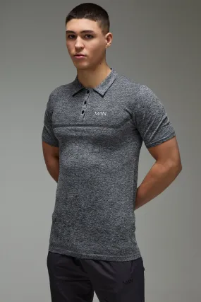 Man Active Muscle Fit Seamless Marl Golf Polo