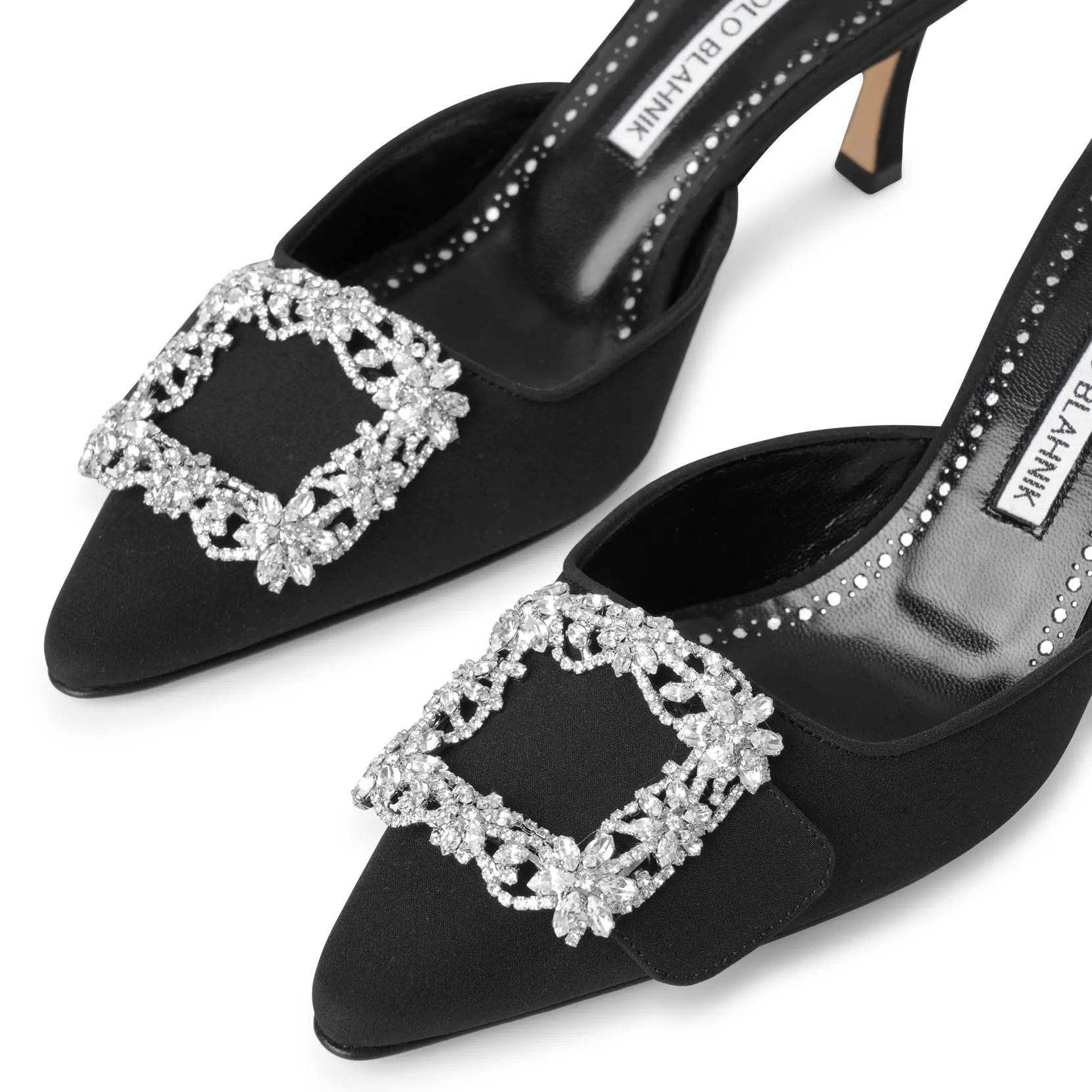 Manolo Blahnik Maysale Jewel 70 crepe satin mules