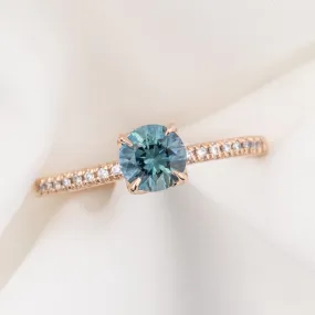 Maria Ring 0.75ct Blue Green Montana Sapphire, 14k Rose Gold (One of a kind)