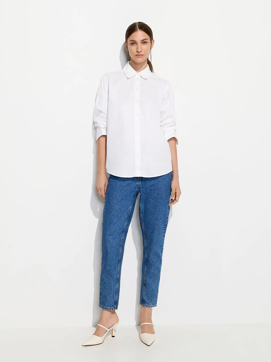 Mary Jane Heeled Mules - Chalk