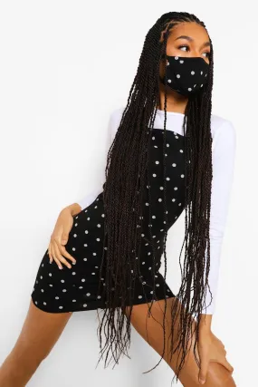 Mask Polka Dot Slip Dress With Long Sleeve Top