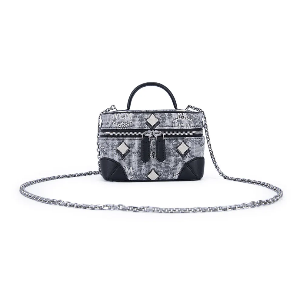 MCM Vintage Monogram Jacquard Crossbody Bag Grey  X-Mini