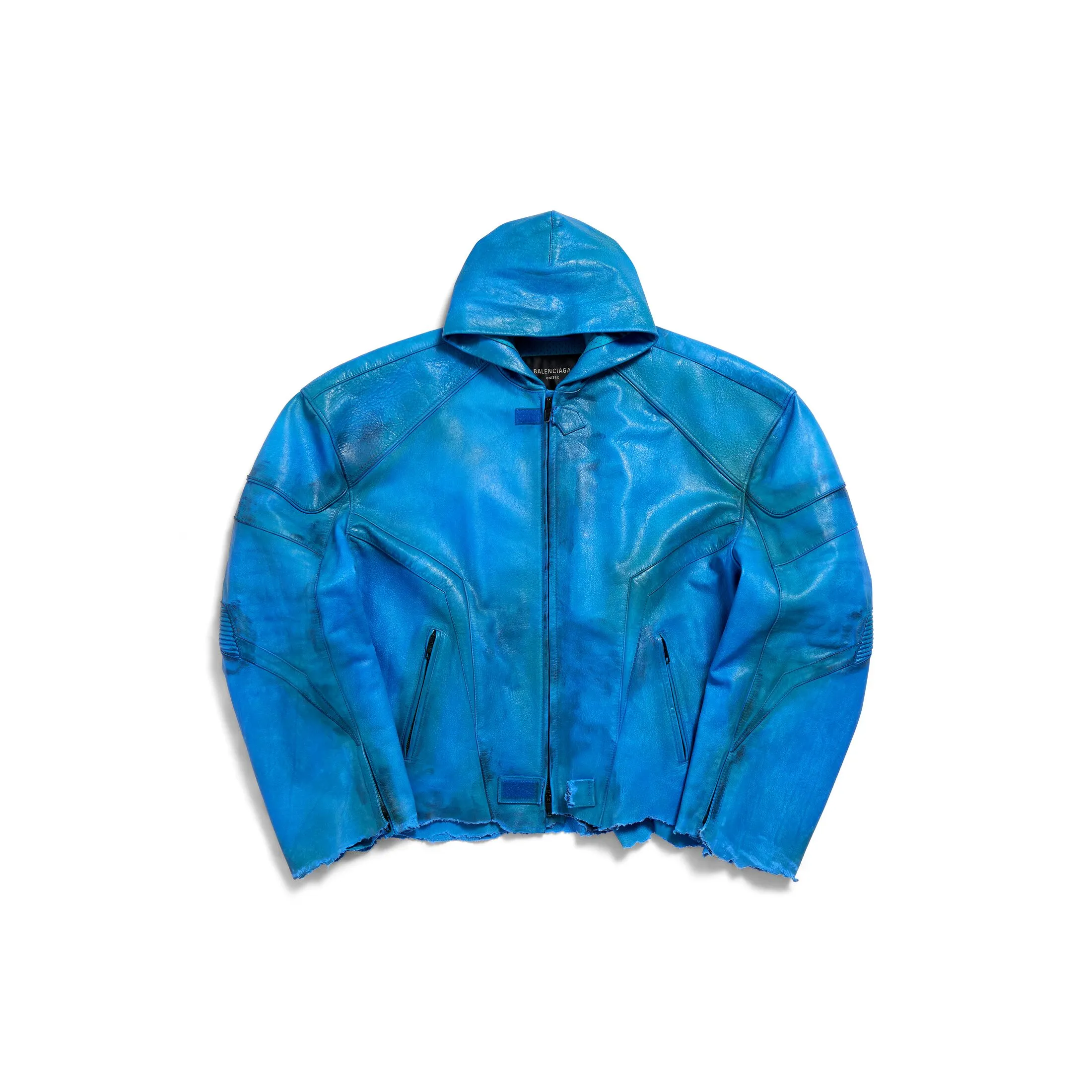 MEN’S HOODED BIKER JACKET IN BLUE