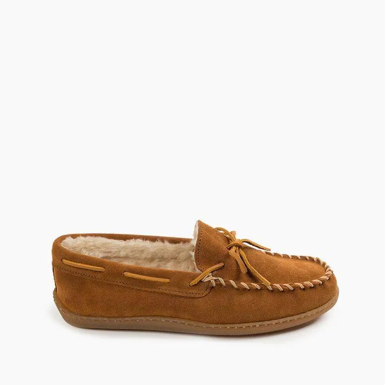  Men's Pile Lined Hardsole Moccasin in Brown  