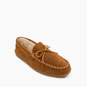  Men's Pile Lined Hardsole Moccasin in Brown  