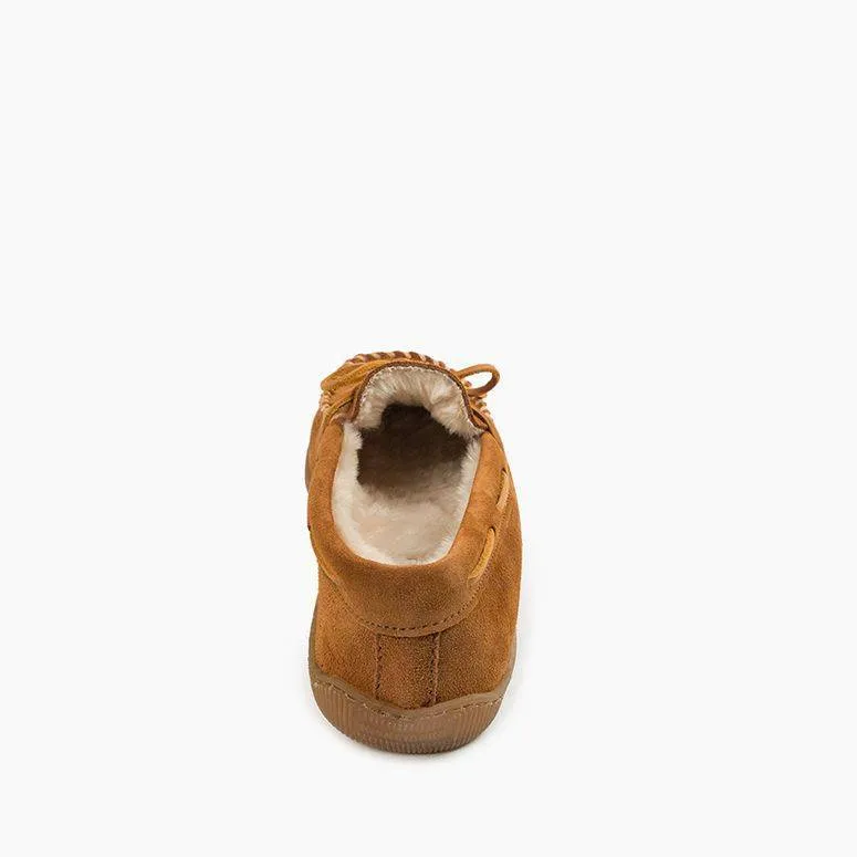  Men's Pile Lined Hardsole Moccasin in Brown  