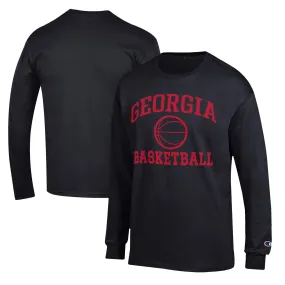 Men's Champion Black Georgia Bulldogs Basketball Icon Long Sleeve T-Shirt