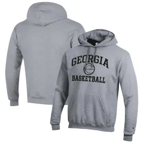 Men's Champion Heather Gray Georgia Bulldogs Basketball Icon Pullover Hoodie